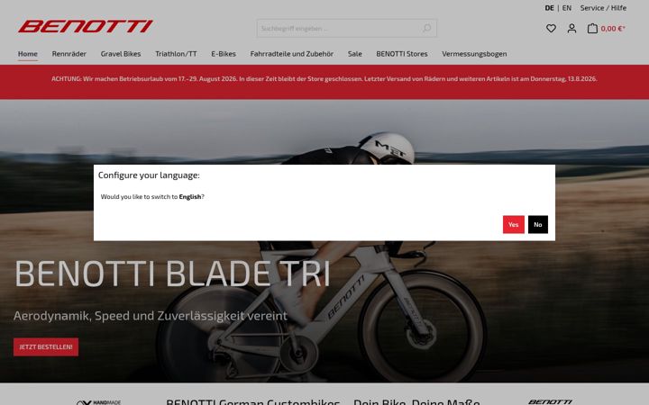 Screenshot of benobikes.com