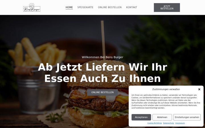 Screenshot van bens-burger.de