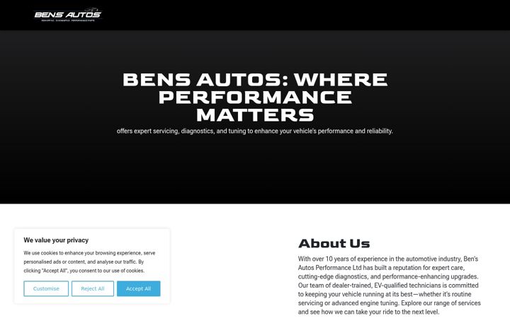 Screenshot of bensautos.co.uk