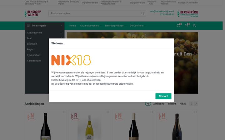 Screenshot of bensdorp-wijnen.nl