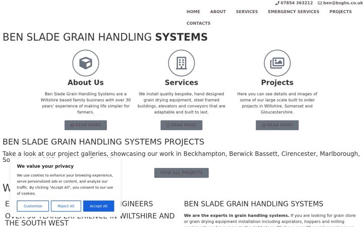 Screenshot of bensladegrainhandlingsystems.co.uk