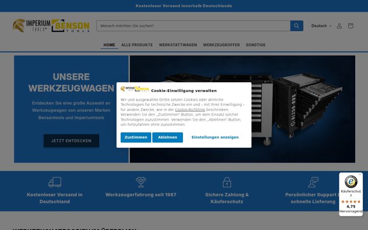 Snimka zaslona za benson-tools.eu