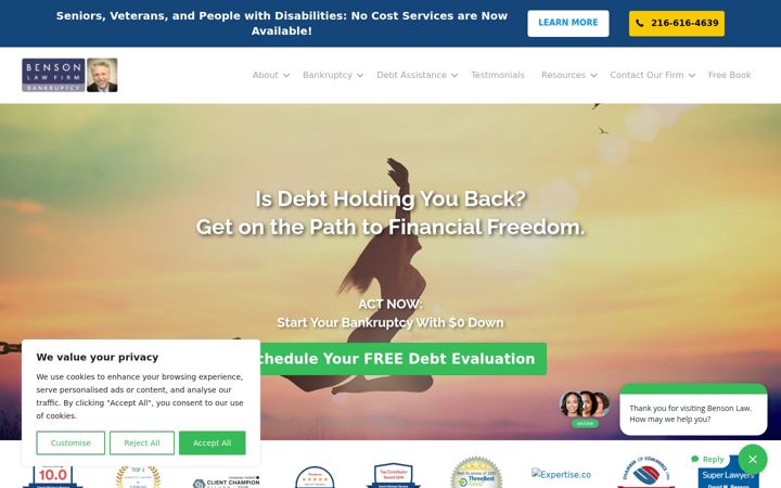 Screenshot of bensonbankruptcyattorney.com