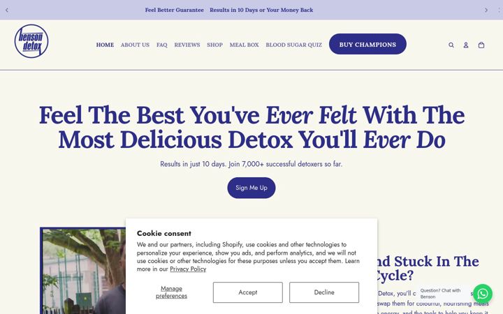 Screenshot of bensondetox.com