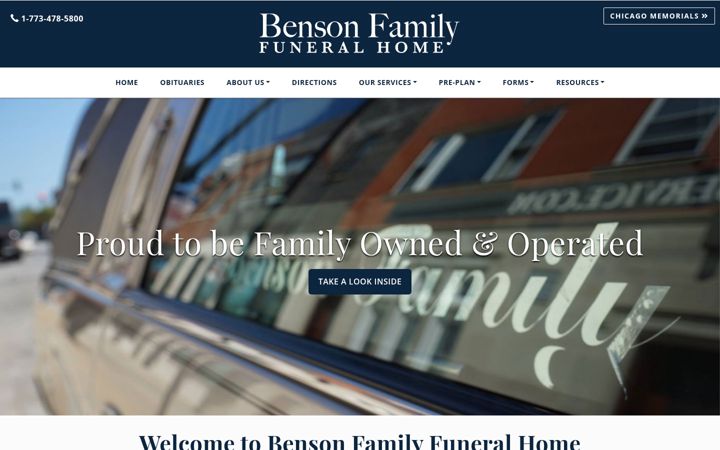 Screenshot of bensonfamilyfuneralhome.com