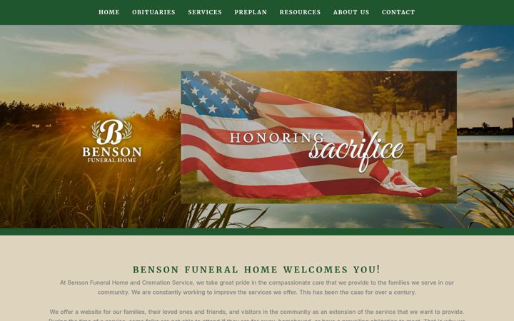Screenshot of bensonfh.com