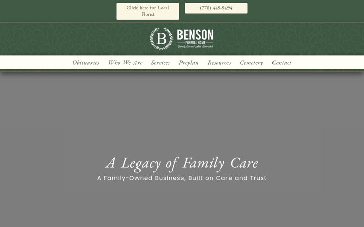 Screenshot of bensonfuneralhome.net