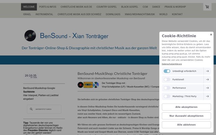 Screenshot of bensound-musikshop.com