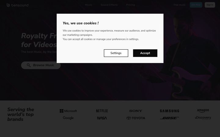 Ekrano kopija bensound.com
