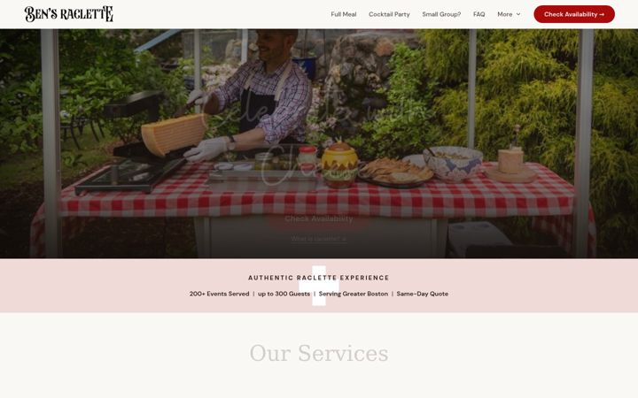 Screenshot of bensraclette.com