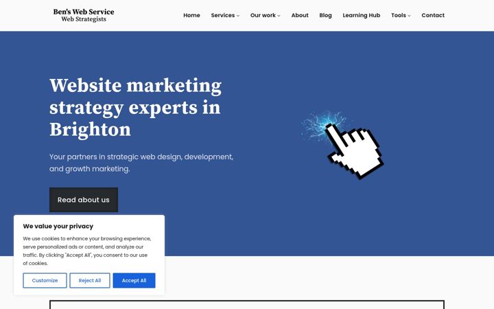Screenshot of benswebservice.co.uk