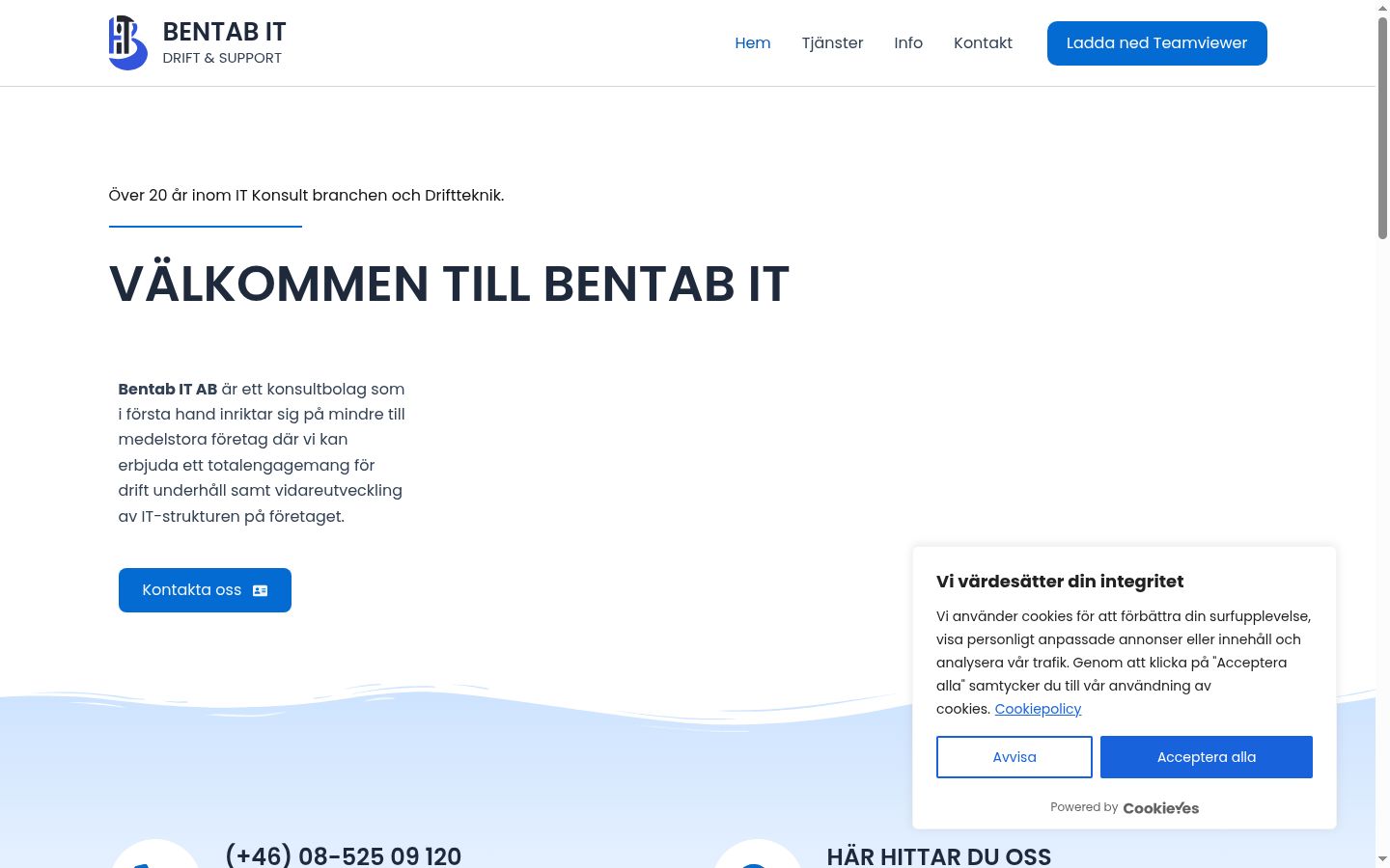 Screenshot of the consent banner shown before any interaction