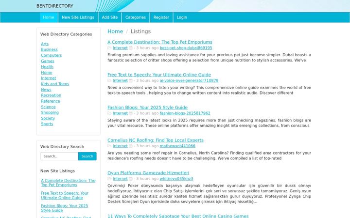 Screenshot of bentdirectory.com