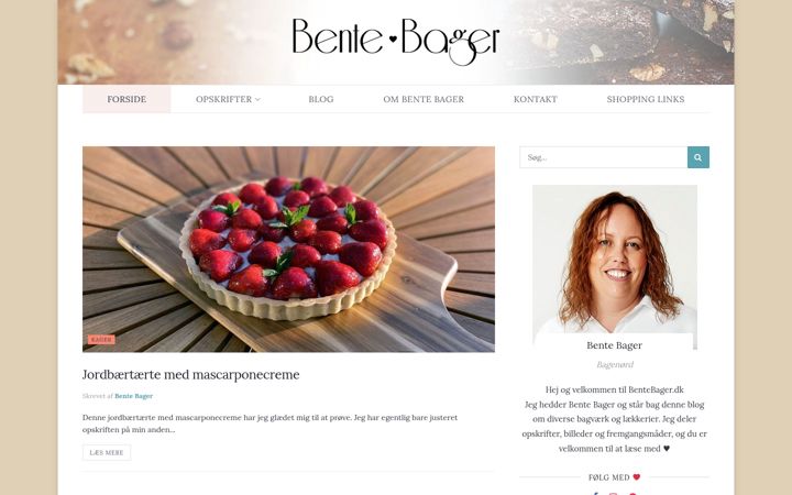 Screenshot of bentebager.dk