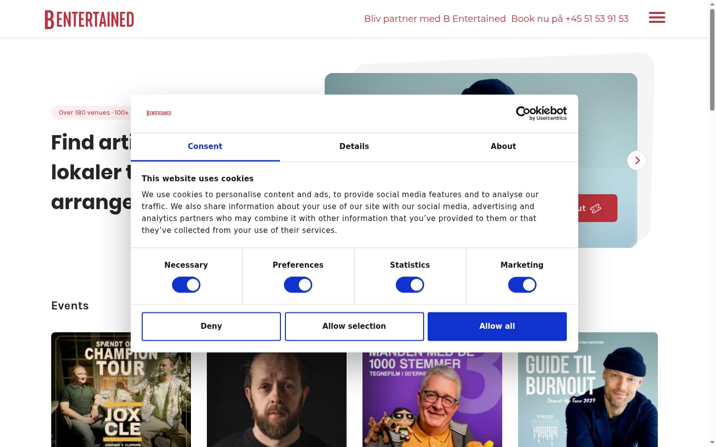 Screenshot of the consent banner shown before any interaction