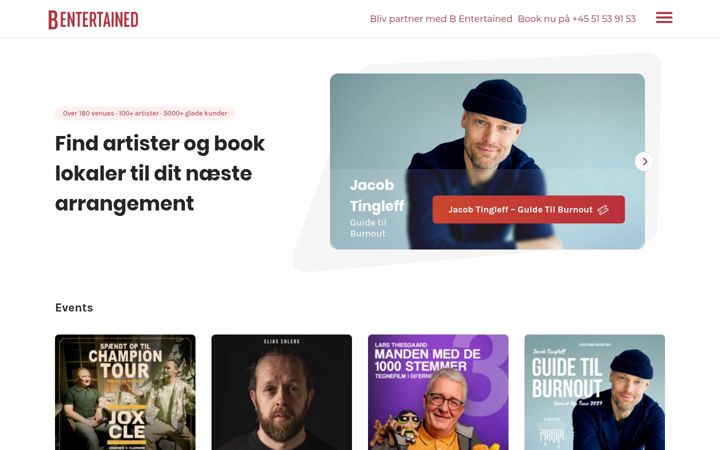 Screenshot of bentertained.dk
