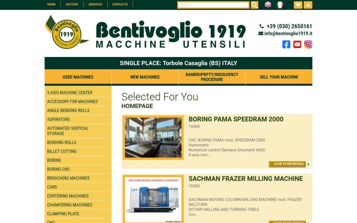 Screenshot of bentivogliomacchineutensili.eu
