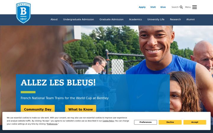 Screenshot of bentley.edu