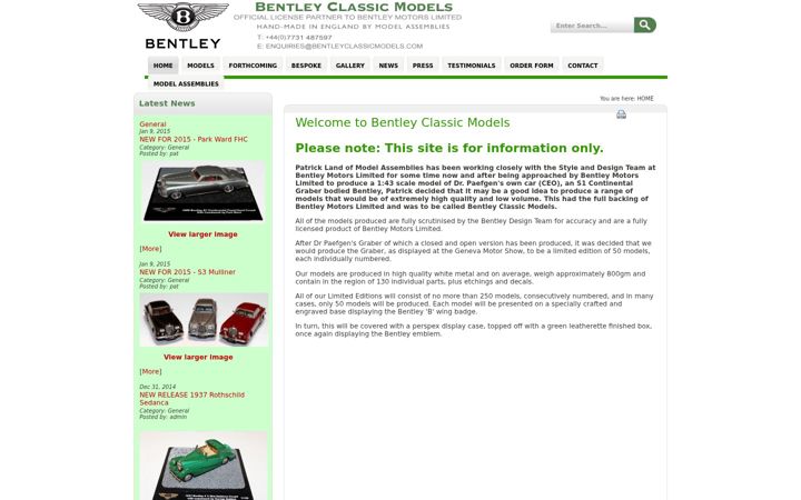 Screenshot of bentleyclassicmodels.com
