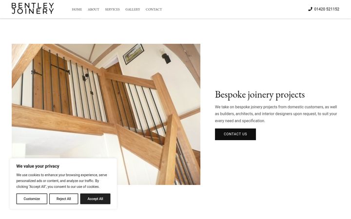 Captura de ecrã de bentleyjoinery.co.uk