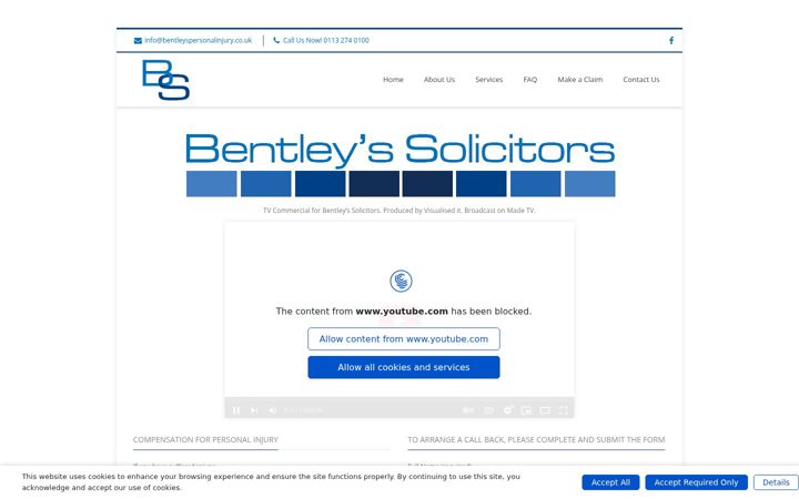 Screenshot of bentleyspersonalinjury.co.uk