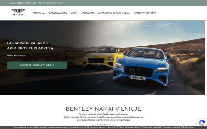 Skjermbilde av bentleyvilnius.lt