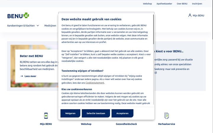 Screenshot of benu.nl