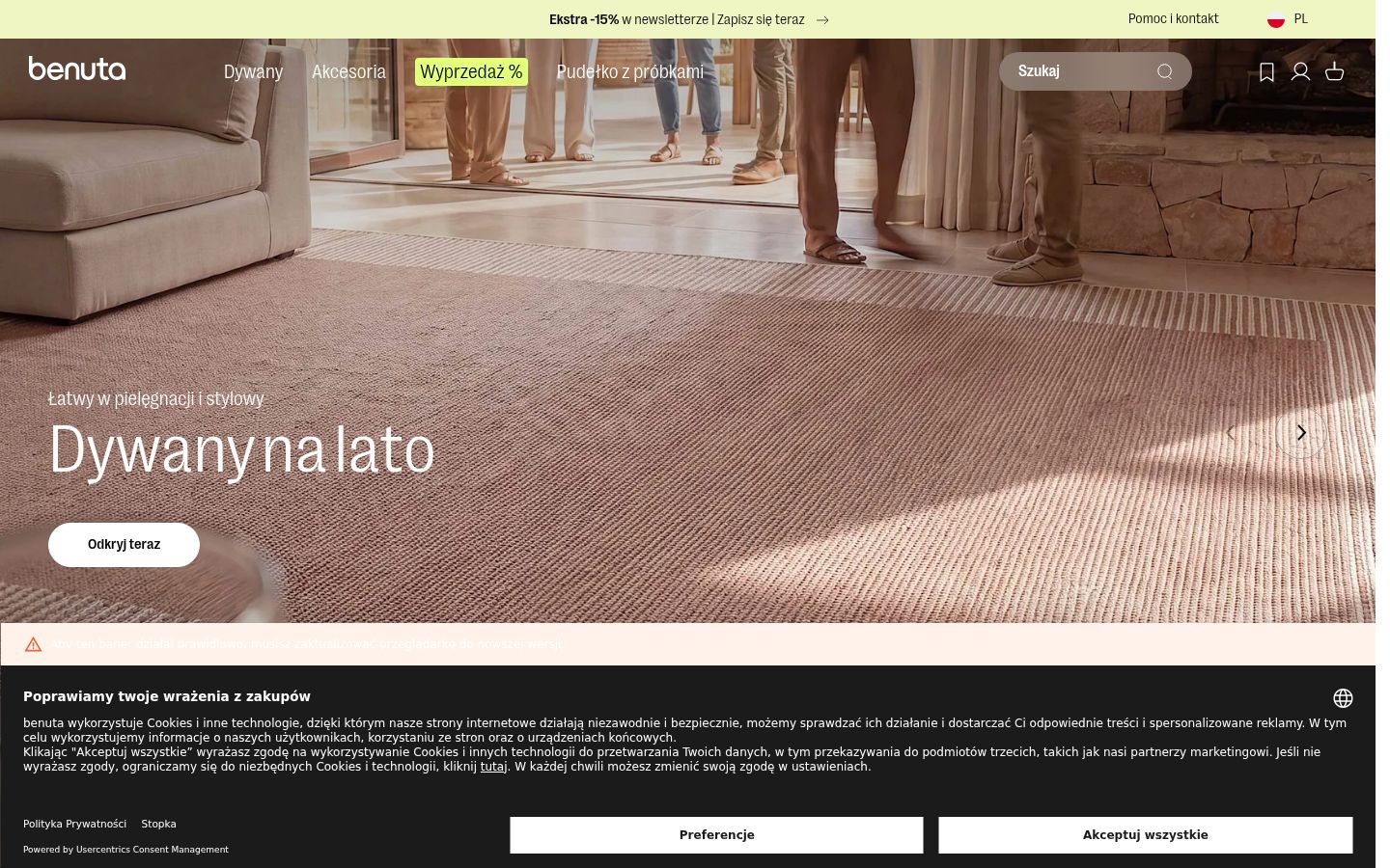 Screenshot del banner di consenso mostrato prima di qualsiasi interazione