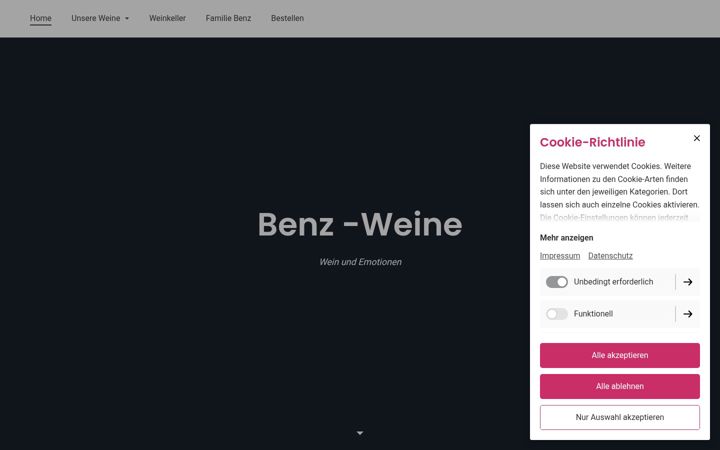 Screenshot of benz-weine.ch
