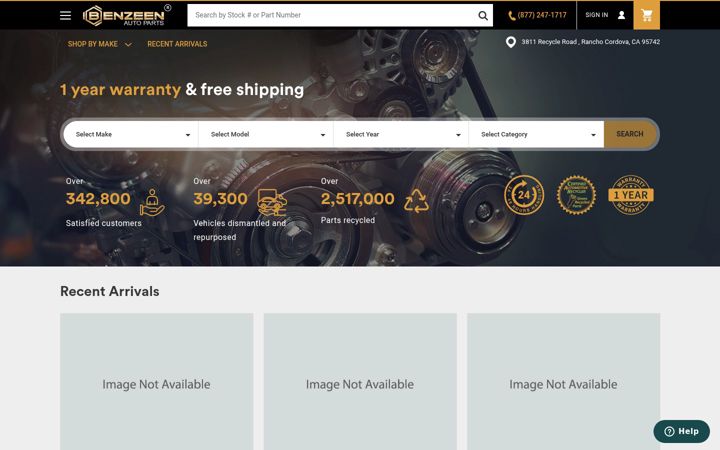 Screenshot of benzeenautoparts.com
