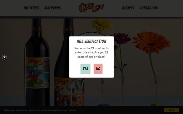 Screenshot of beoddwines.com