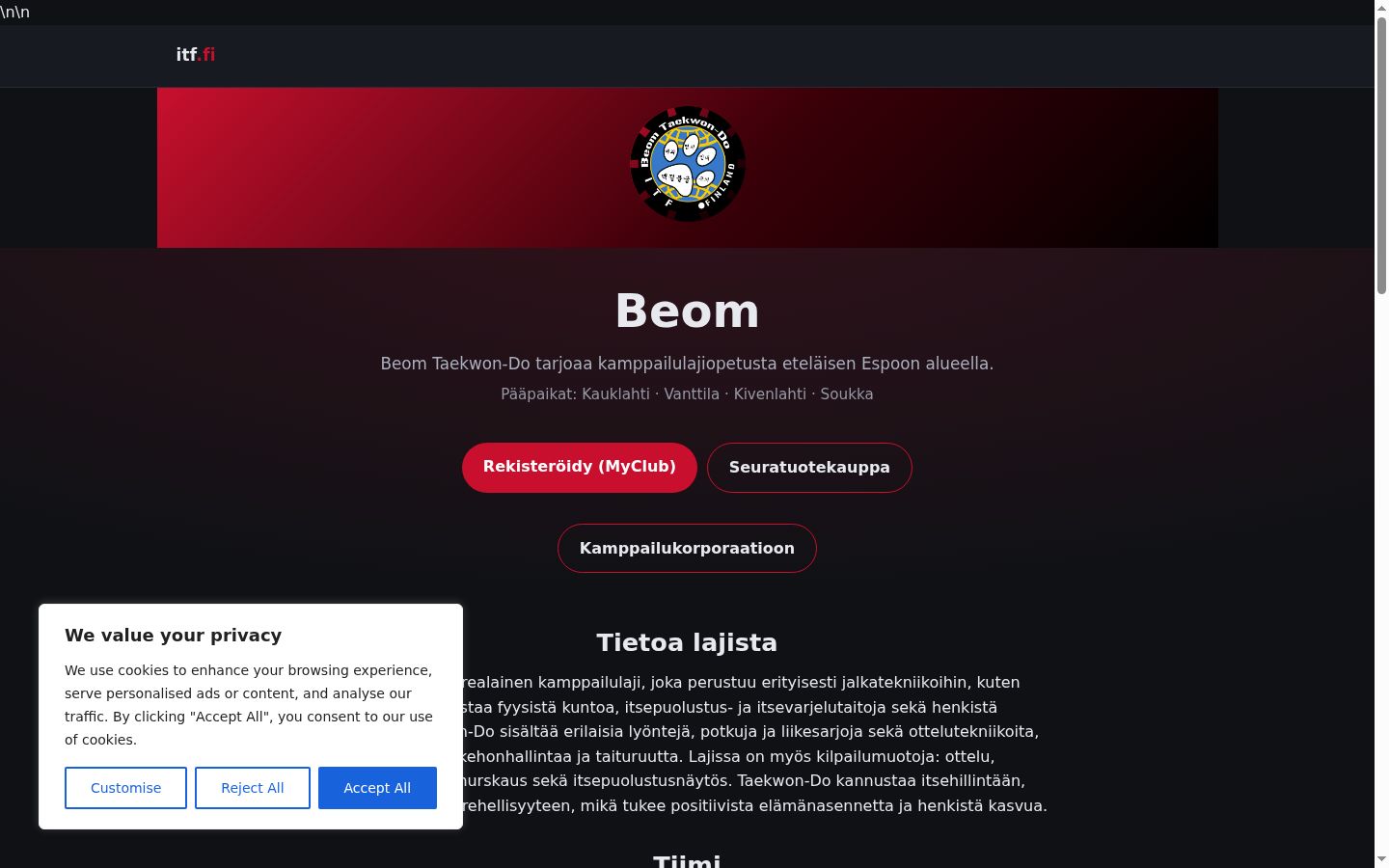Screenshot of the consent banner shown before any interaction