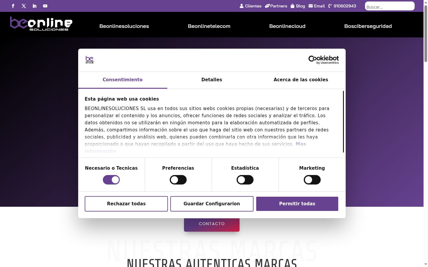 Screenshot tal-banner tal-kunsens muri qabel kwalunkwe interazzjoni