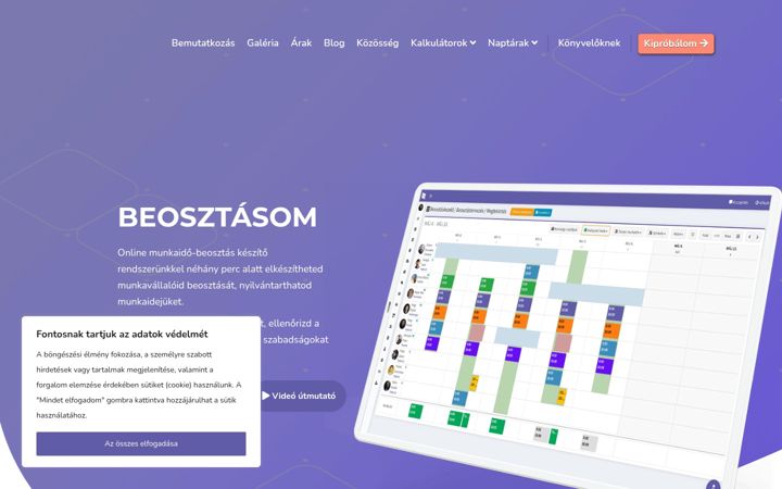 Screenshot of beosztasom.hu