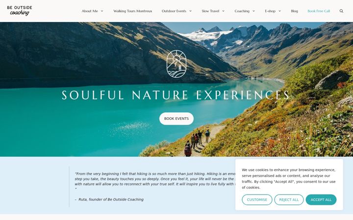 Screenshot of beoutsidecoaching.com