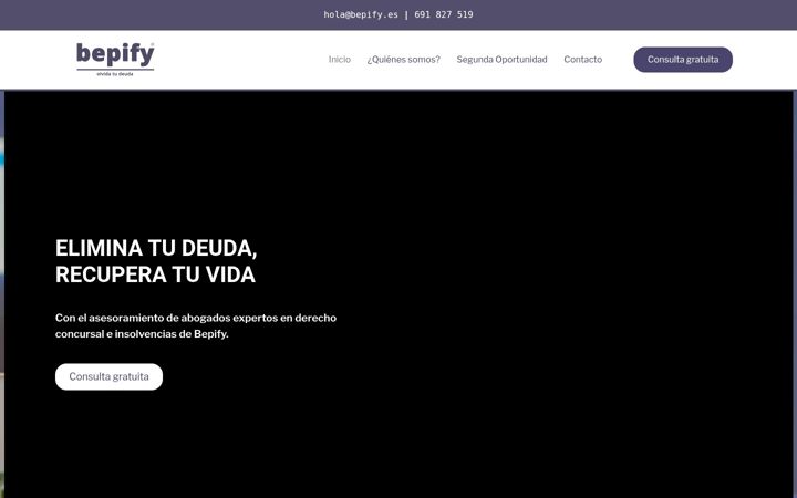 Kuvakaappaus sivustosta bepify.es