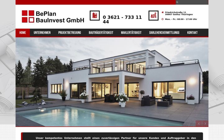 Screenshot of beplan-bauinvest.de
