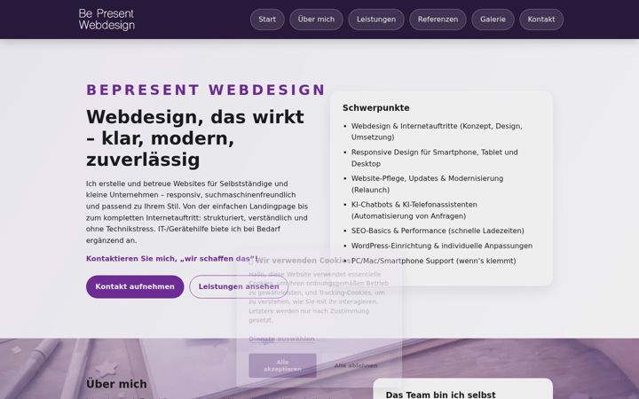 Screenshot of bepresent-webdesign.de