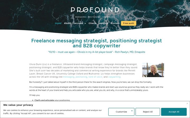 Screenshot of beprofound.co.uk