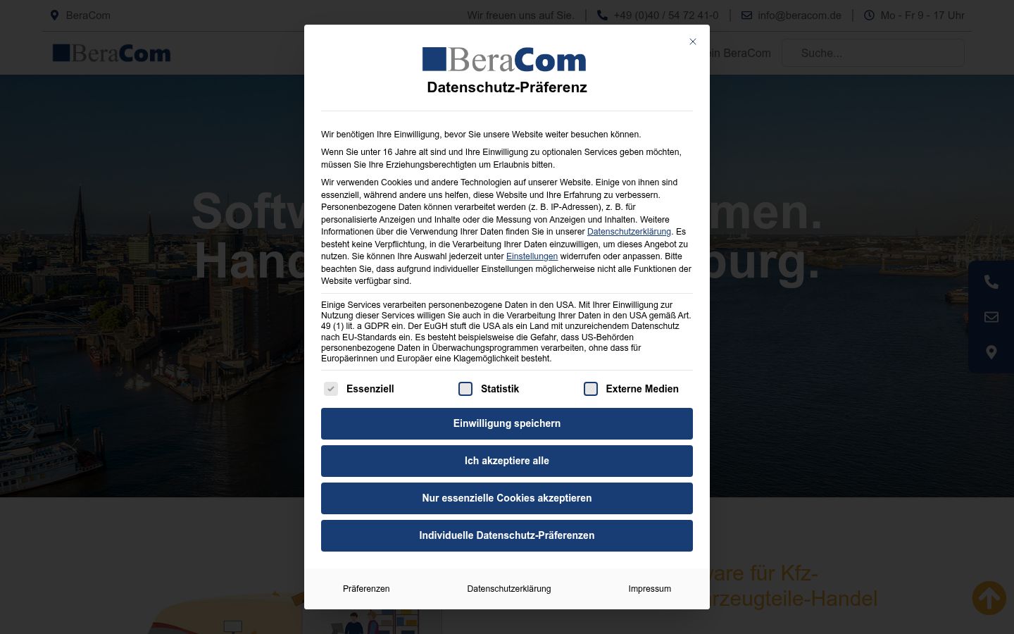 Screenshot van de toestemmingsbanner zoals getoond vóór enige interactie