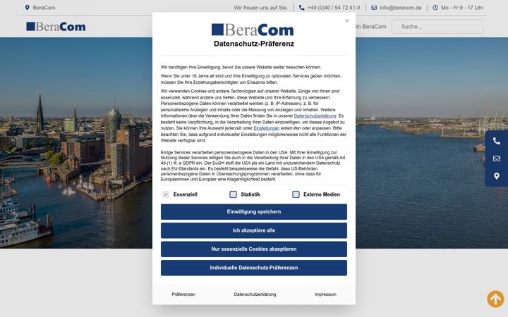Screenshot van beracom.de