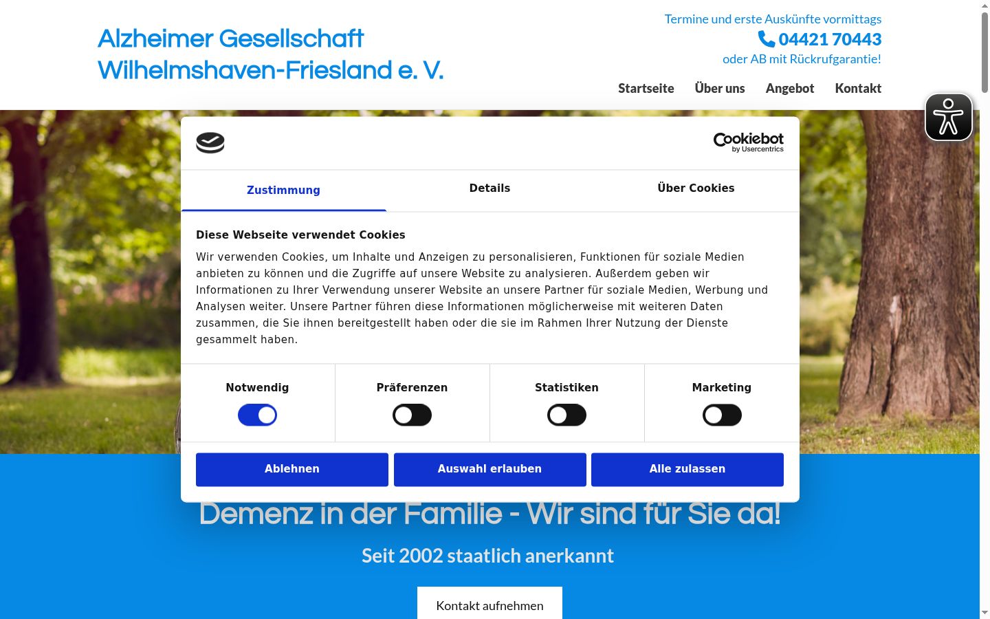 Screenshot of the consent banner shown before any interaction