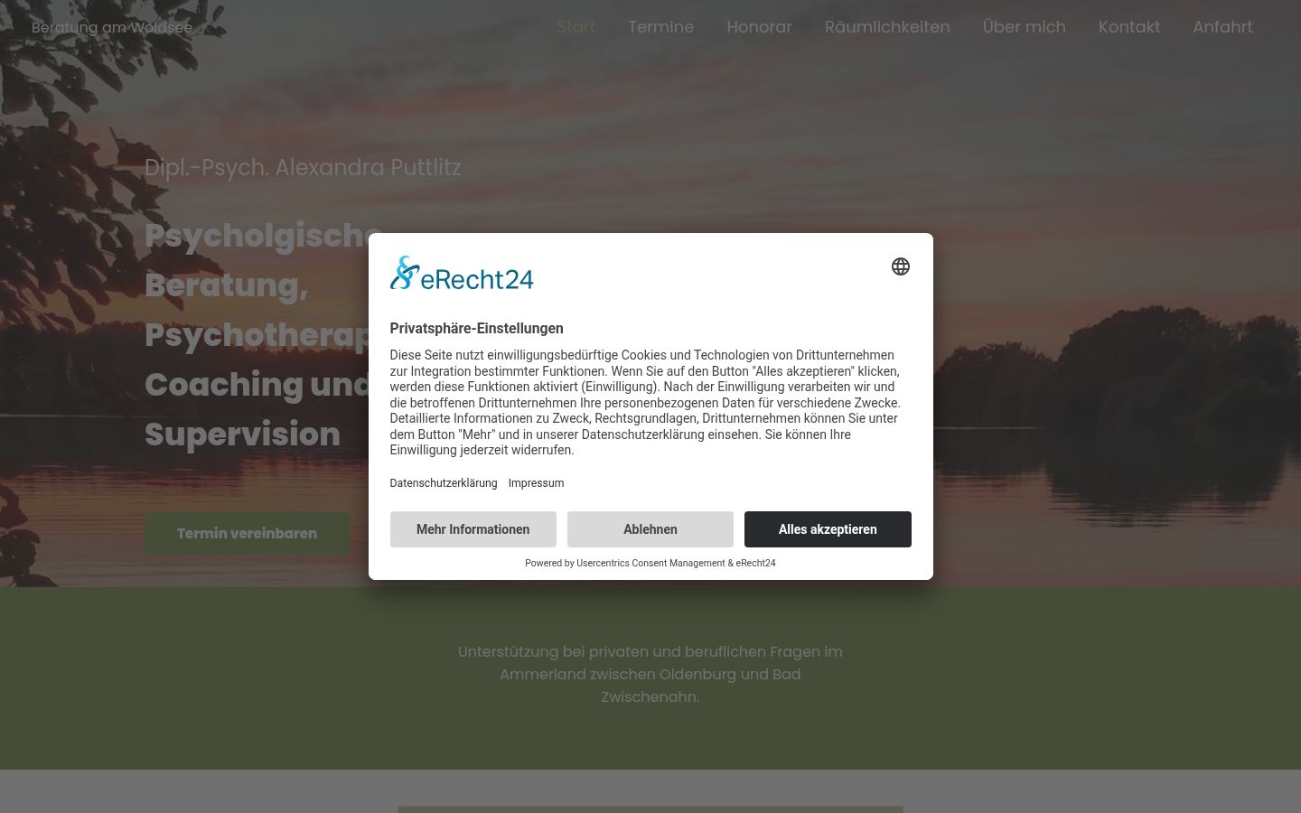 Screenshot of the consent banner shown before any interaction