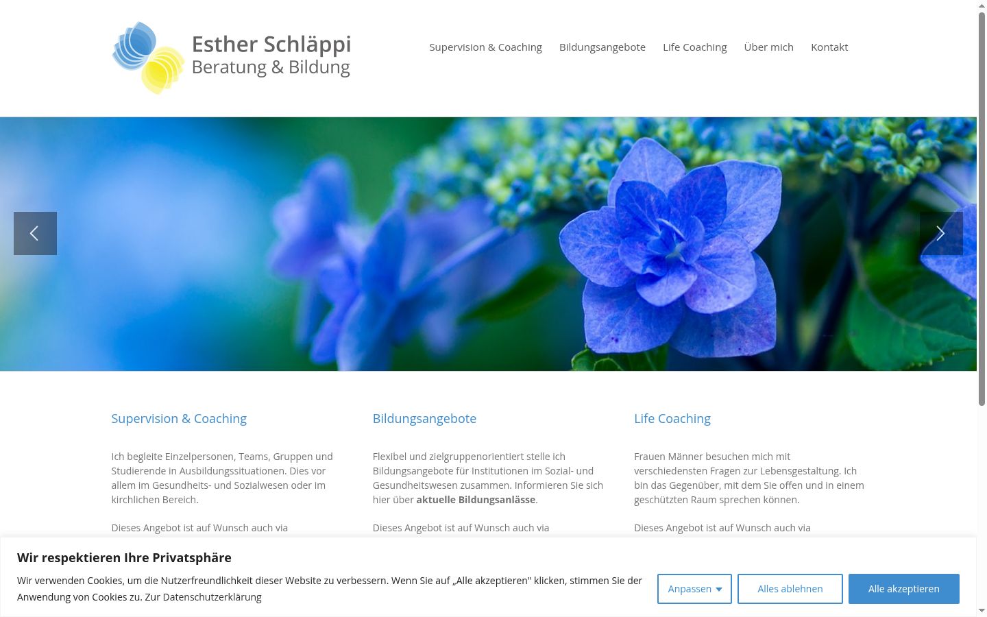 Screenshot des Einwilligungsbanners vor jeglicher Interaktion