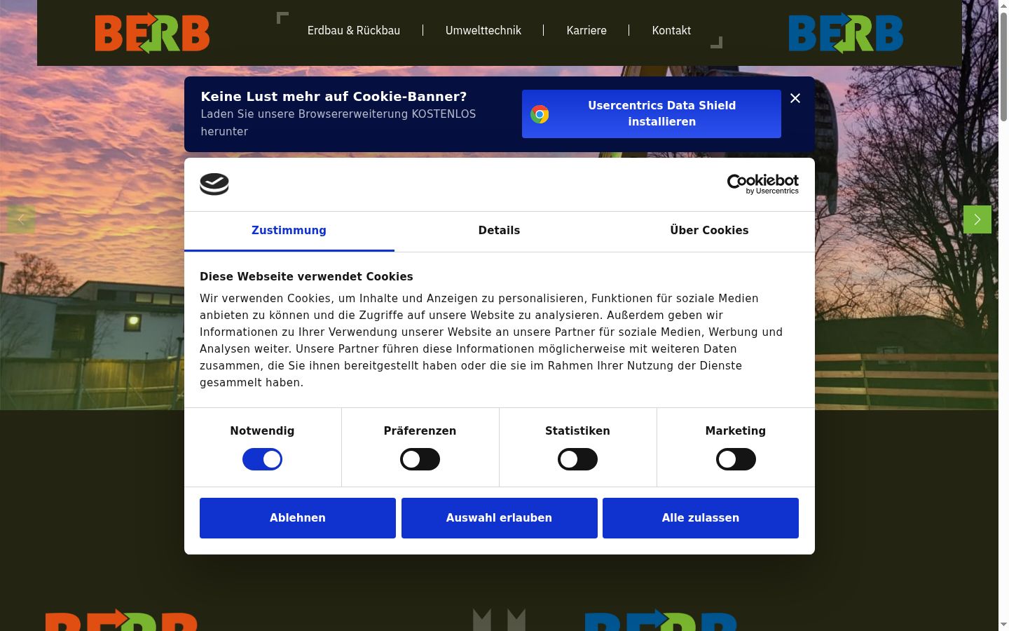 Screenshot del banner di consenso mostrato prima di qualsiasi interazione