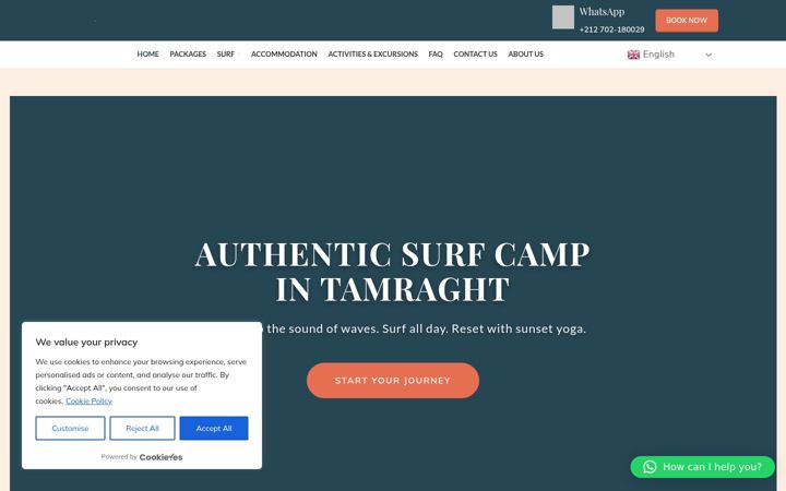 Screenshot of berbersurfcamp.com