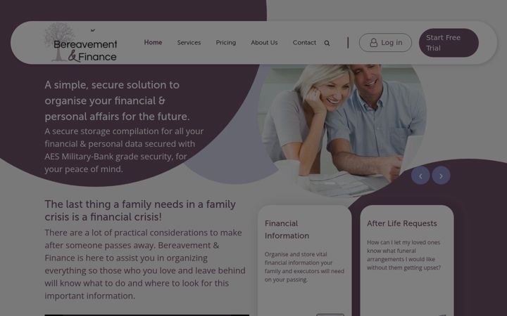 Snímek obrazovky bereavementandfinance.ie