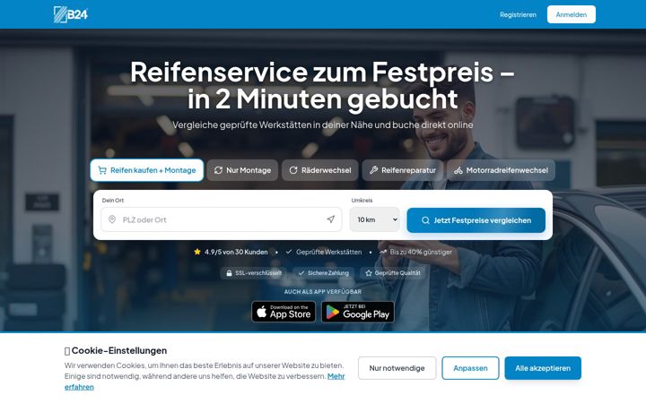 Screenshot of bereifung24.de
