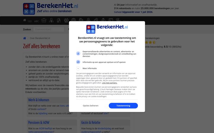 Screenshot of berekenhet.nl