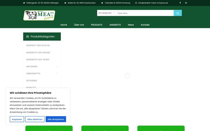 Captura de pantalla de bereket-meat-company.de